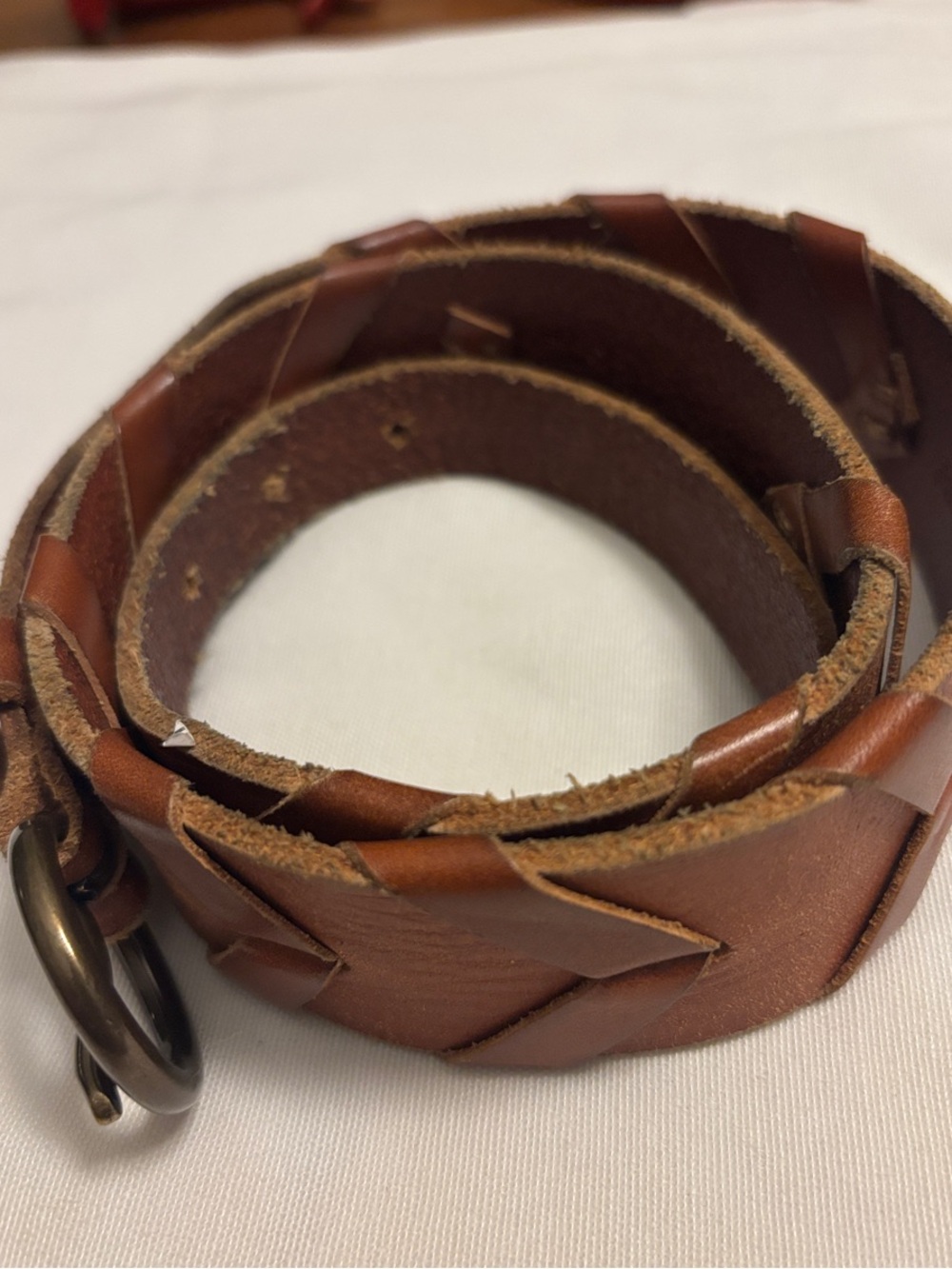 Hand tooled vintage 70’s leather belt with brass buckle cinch for waists 29-31”